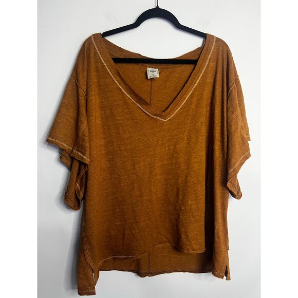Free People Rust V-Neck Blouse - Picture 2 of 5